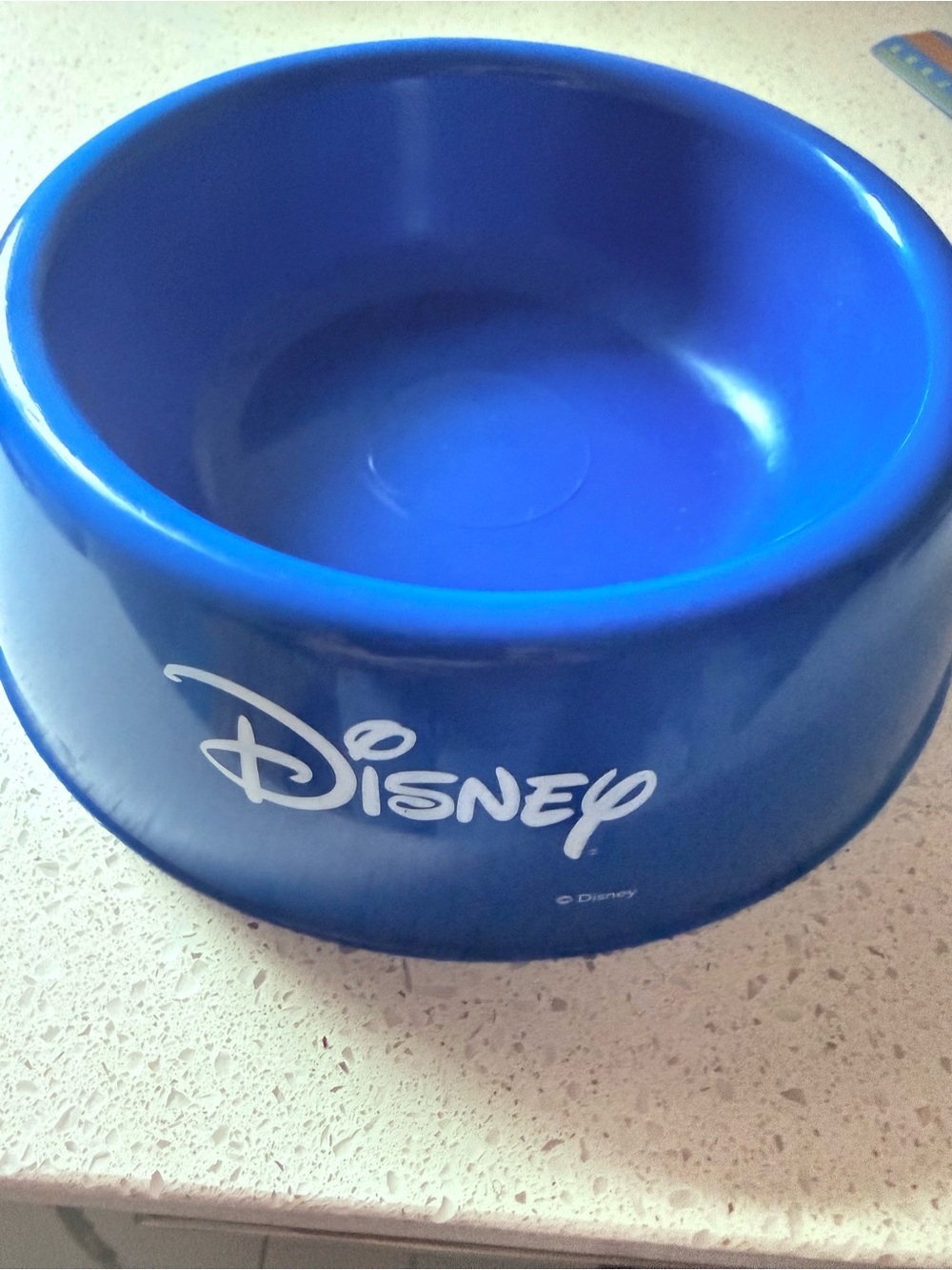 NWOT Disney Royal Blue Plastic Pet Bowl with White Logo